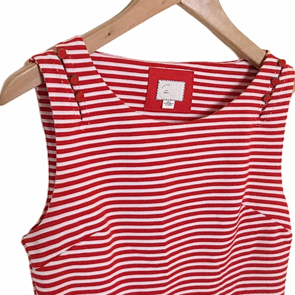 Anthropologie Postmark Antonia Peplum Tank Red & White Striped Size Small - Picture 5 of 10